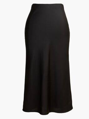 J.Crew XXS Black Satin Slip MIDI Skirt